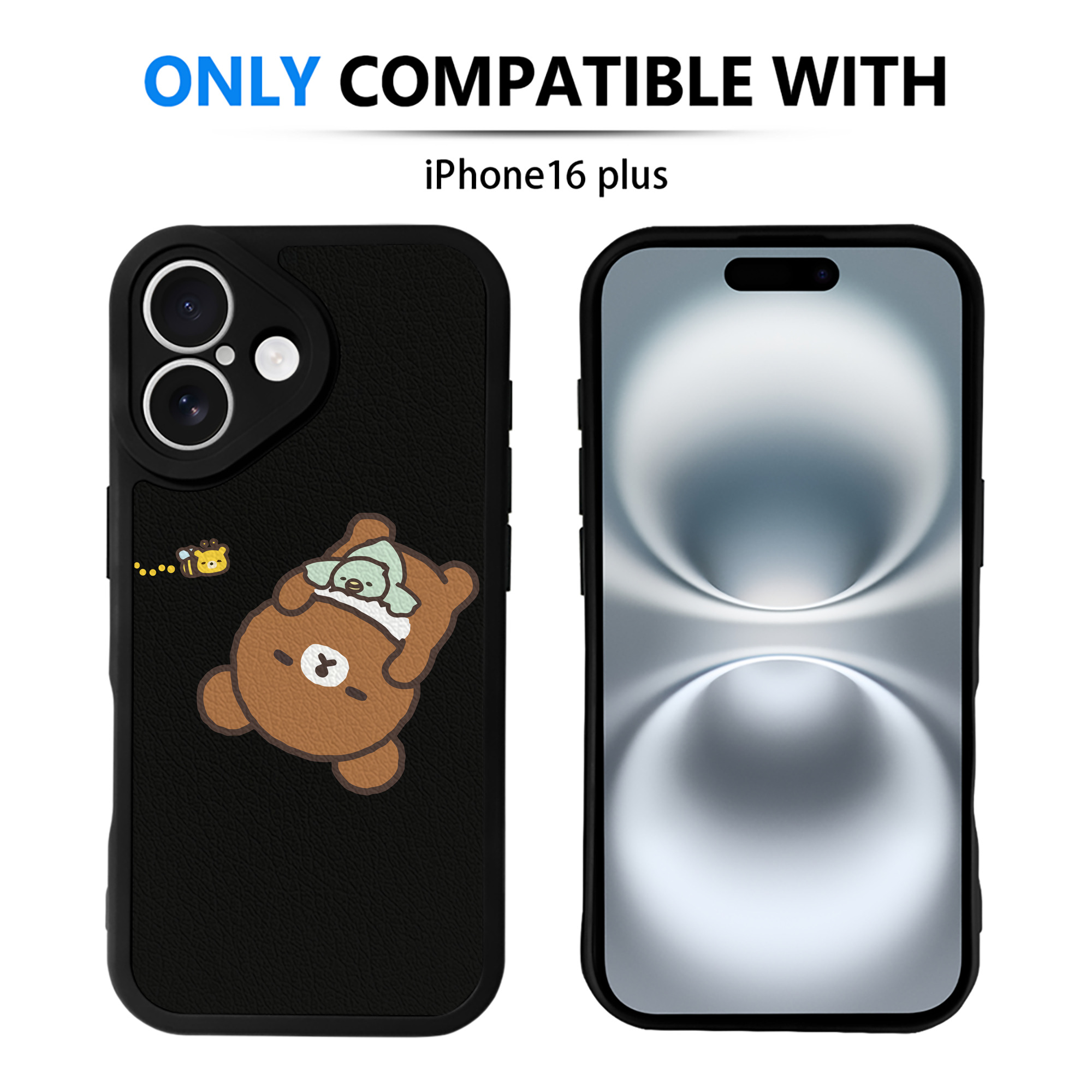 （画像用） リラックマ リラックマ キイロイトリ Rilakkuma Korilakkuma Kiiroitori 【iPhone 16シリーズ対応】シリコンスマホケース（レザー調） 材質：シリコン